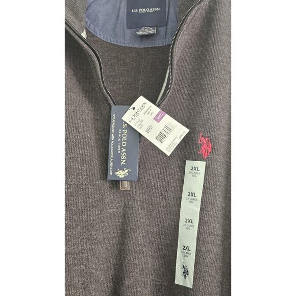 U.S. Polo Association NWT 1/4 Zip Mock Neck Mens BKHT Pullover SZ 2X Big/Tall - Picture 4 of 5